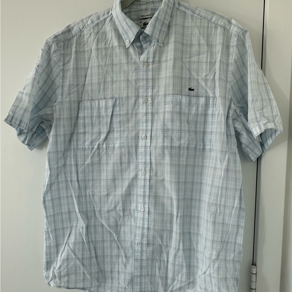 Men’s Lacoste Shirt checkered print Size 42 - #5 short sleeves